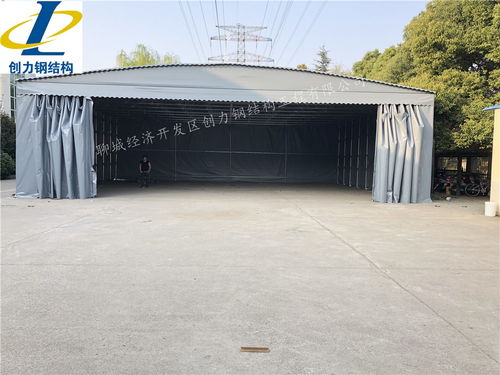 【曹县厂家供应悬空式遮阳棚电动推拉雨蓬活动仓库帐篷】- 